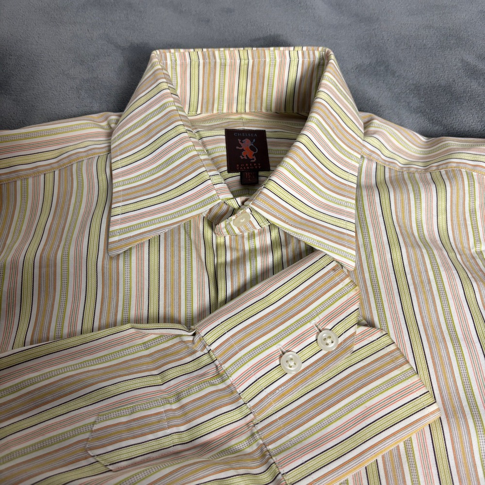 Robert Talbott Chelsea Men's 15.5 L Striped Cotton Shirt Multicolor Preppy Y2K